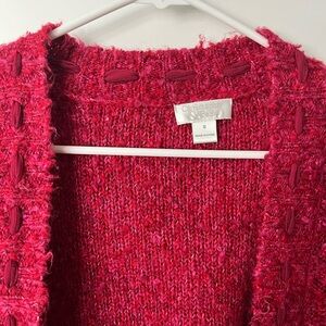 Women's Pink & Red Cropped Cardigan